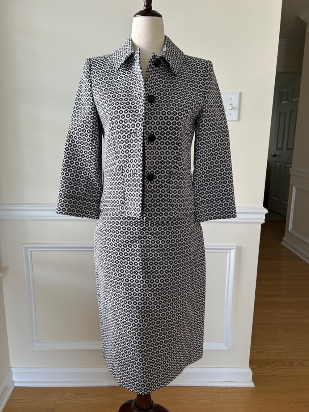 Brooks Brothers Black and White Geometric Blazer Suit Set